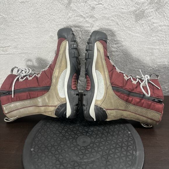 Keen Womens Sz 9 Vail Tan Leather Red Insulated Waterproof Lace-Up Zip Boots - Picture 8 of 12